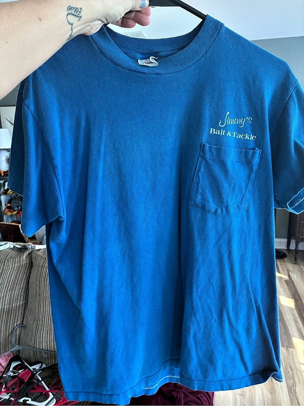 Stedman Short Sleeve Fishing Graphic Tee in Blue Size Large